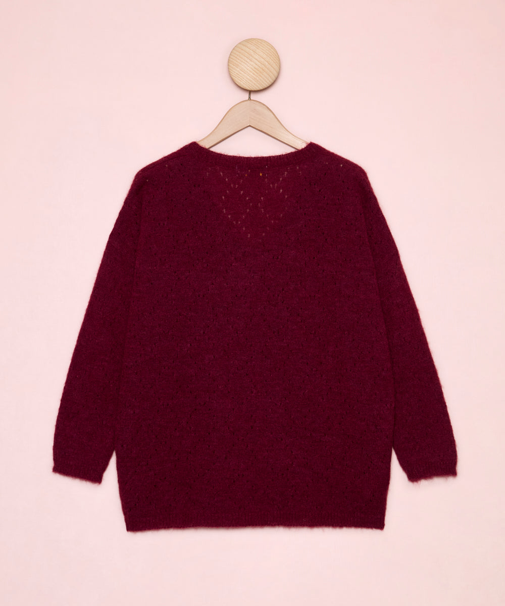 Pointelle Wine Pullover