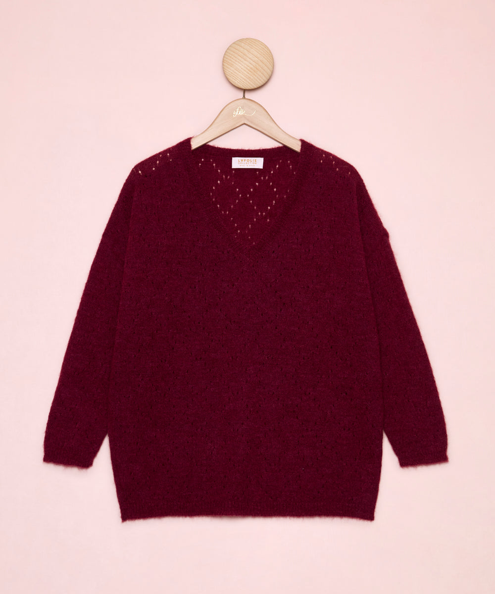 Pointelle Wine Pullover