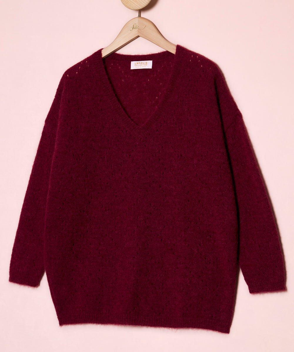 Pointelle Wine Pullover